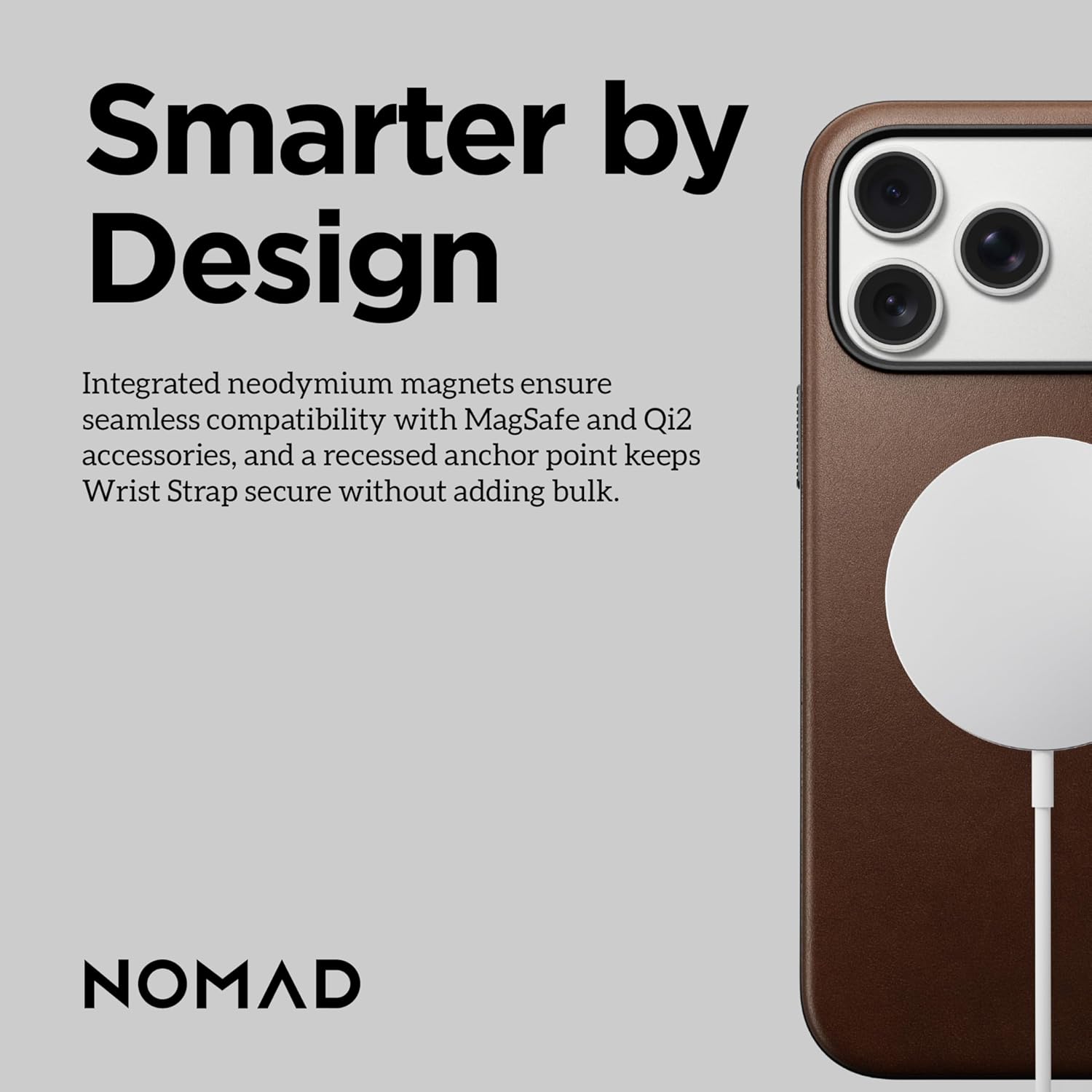 NOMAD Modern Leather Case Brown Compatible with iPhone 17 Pro Max, Leather Magsafe Charging Compatible Phone Case for iPhone 17 Pro Max