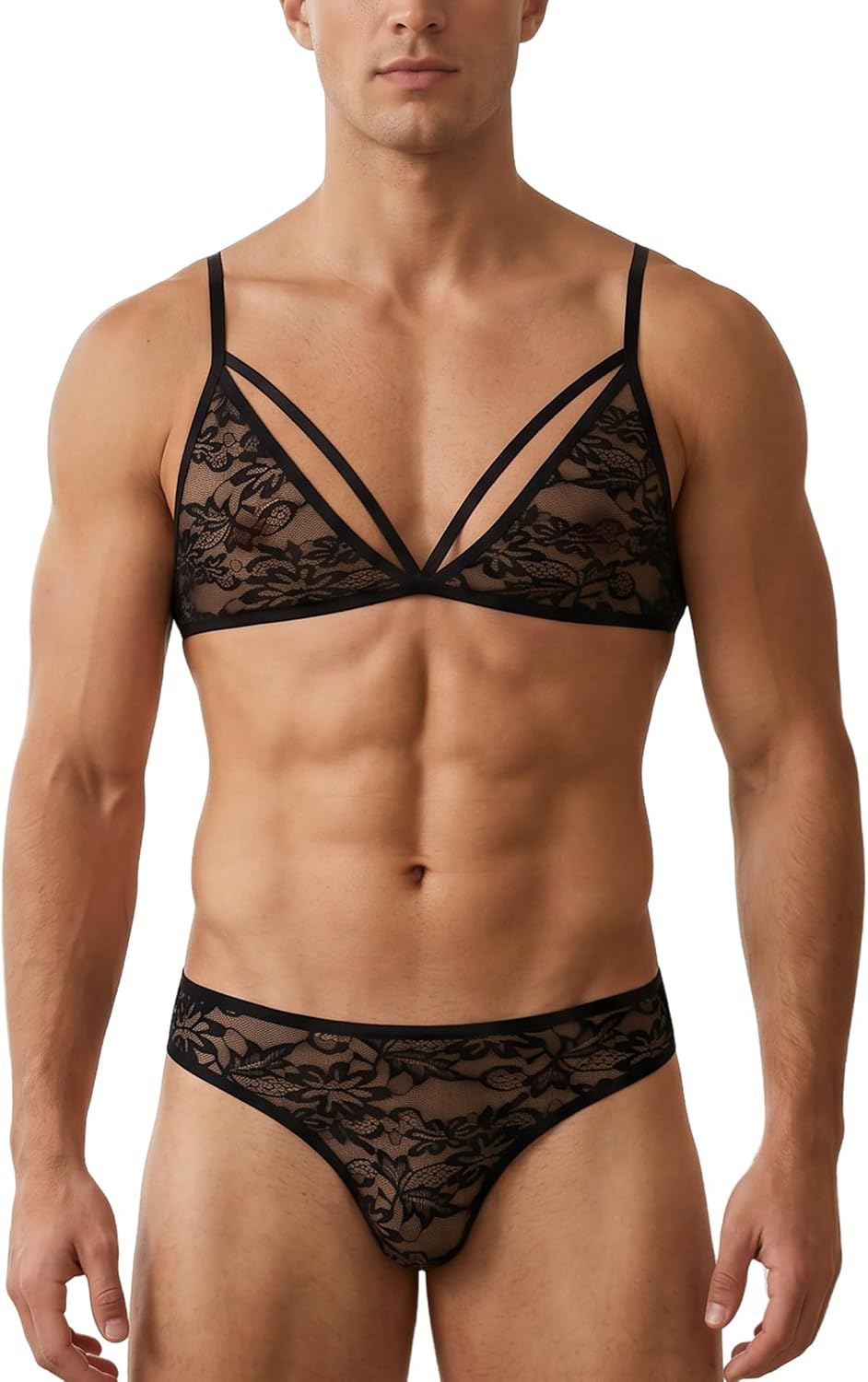 ABAFIP Men's Lace Bra and Panty set Crossdressing Lingerie