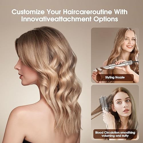 Miniatura 6 de Fentgo Cepillo secador de pelo, sistema de peinado y secado de aire 5 en 1 desmontable, juego de cepillos de aire caliente profesional para secado