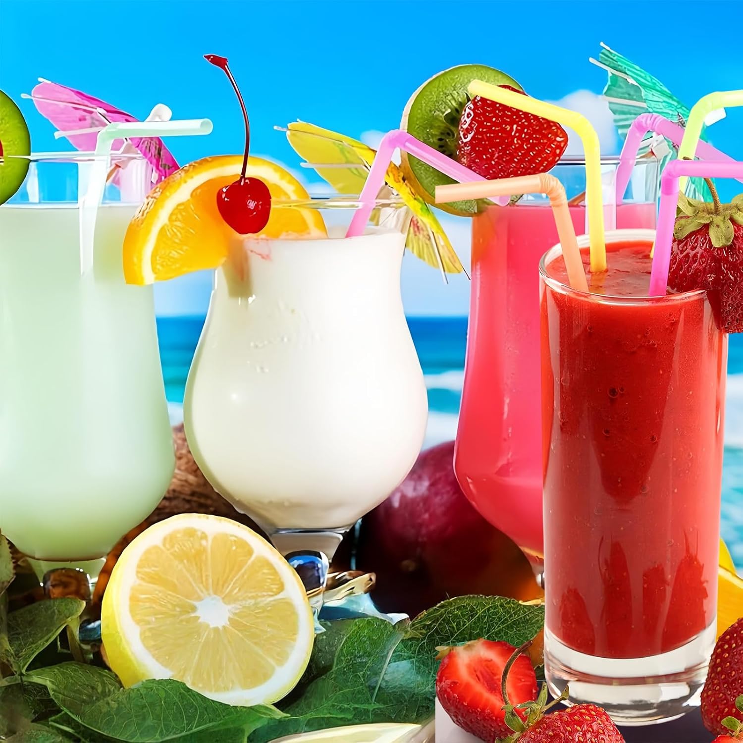 Disposable Plastic Straws 100PCS, Multi-Coloured, Bendable and Fashionable, Suitable for All Kinds of Drinks, Juice, Milk, Tea, Daily use, Suitable for All Occasions and Party Decorations