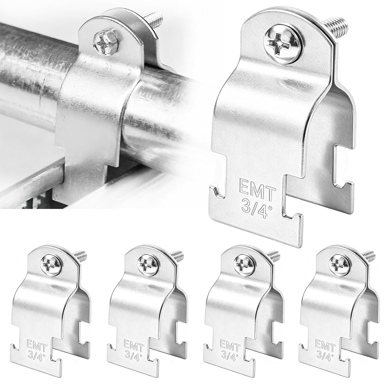 3/4" EMT Pipe Universal Strut Clamps - Rigid Conduit Clamp,Galvanized Steel,with Bolt and Nut (Pack of 50)