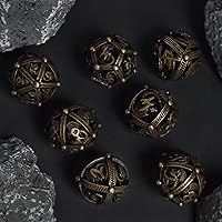 Vista 2 de RULE DICE Juego de dados de metal DND D&D, 7 dados con diseño de esfera hueca redonda para mejor rodamiento de D y D, hermoso juego de dados
