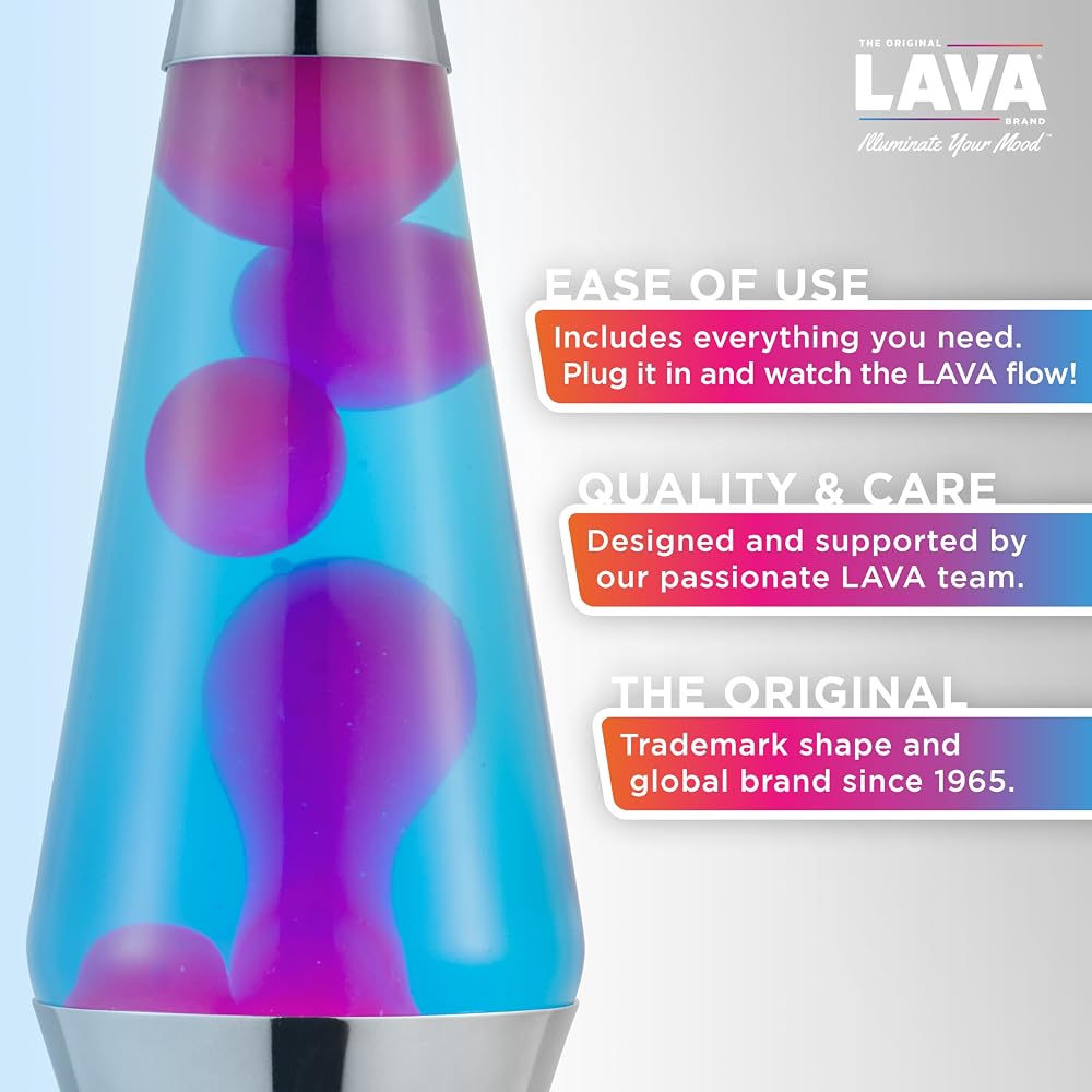 The Original Lava® Lamp - 14.5" Techno Chrome - Classic Liquid Motion Lamp - Pink Lava and Blue Liquid - Item #2097 (Amazon Exclusive)