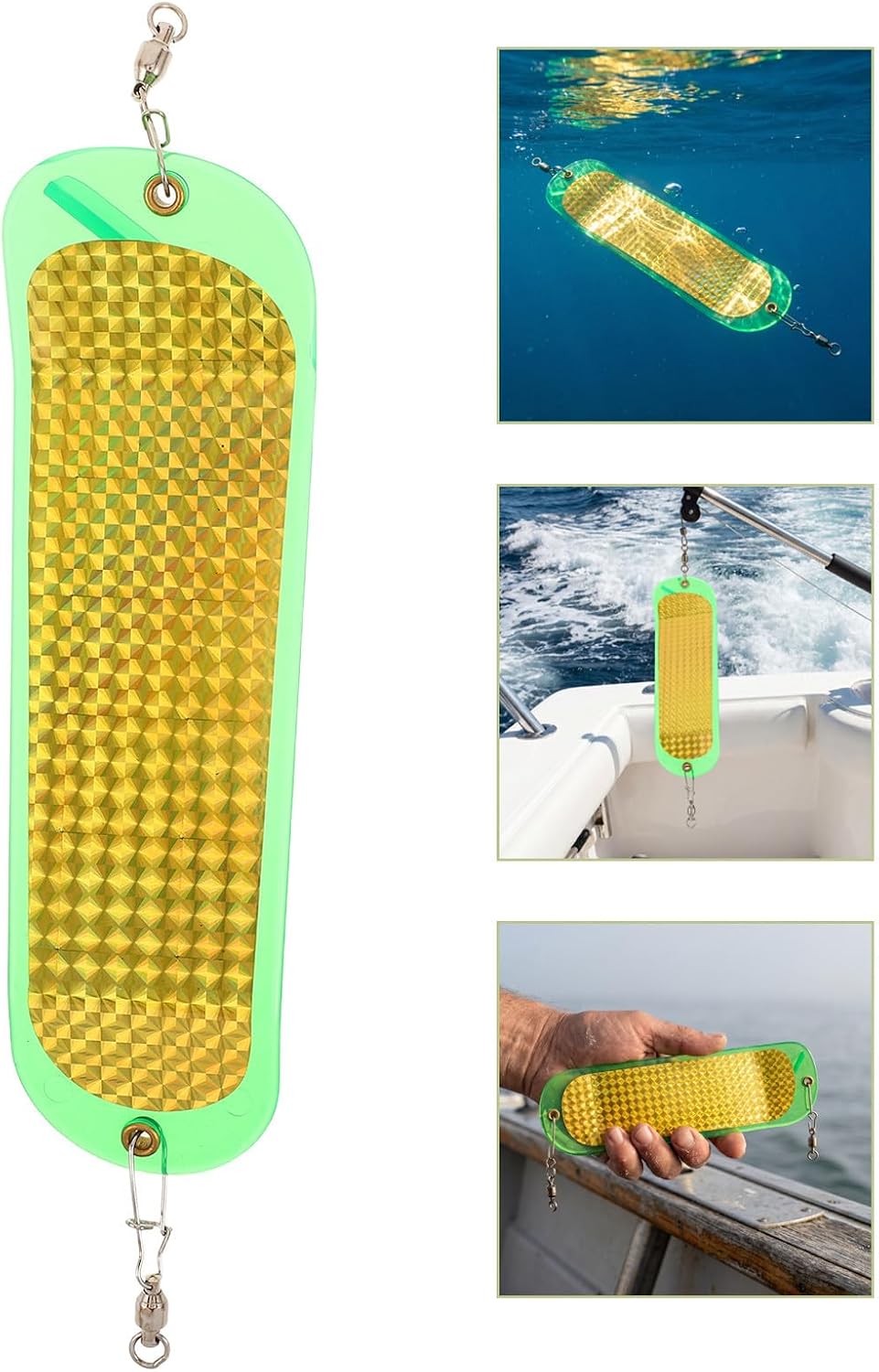 SOLUSTRE Light Green Abs Fishing Trolling Flasher Stable Underwater Posture and Universal Compatibility for Boat Fishing and Freshwater Predatory Fish
