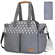 Lekebaby Baby Wickeltasche Bote groß mit Wickelunterlage für Reise, 19 Taschen, Diaper Bag Reisewindeltasche für Mama und Papa, Multifunktions Babytasche
