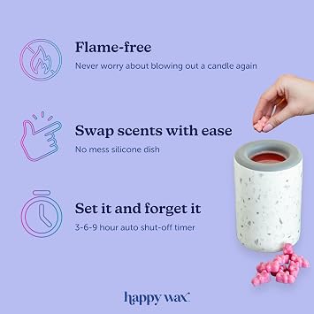 Happy Wax Black Mod Warmer for Scented Wax - Large Wax Warmer with Timer. Perfect Wax Melter for Scented Wax Melts