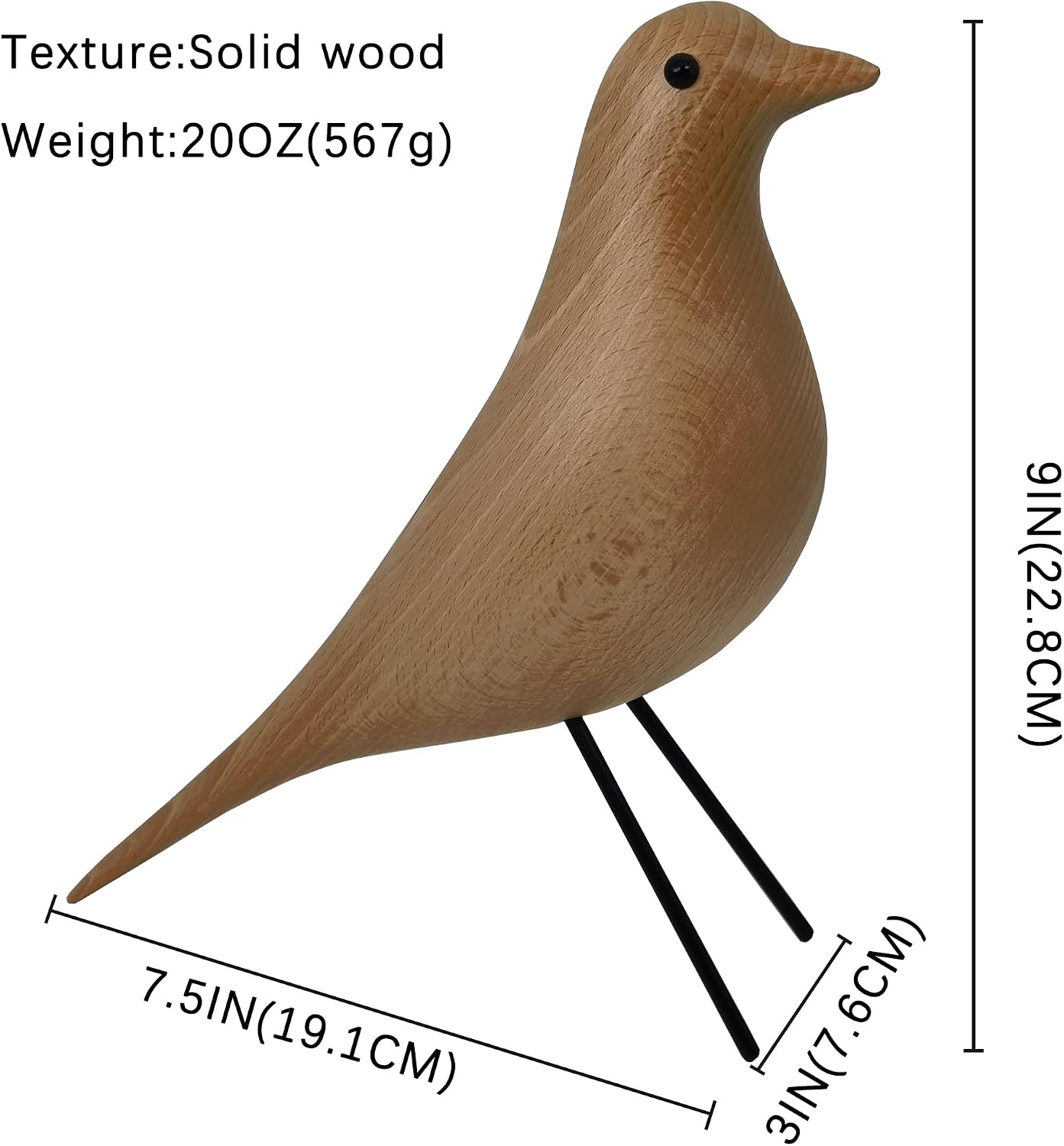Mid-Century House Bird Walnut Wood Home Décor, Modern Style Dove Ornaments (Wood) image 2