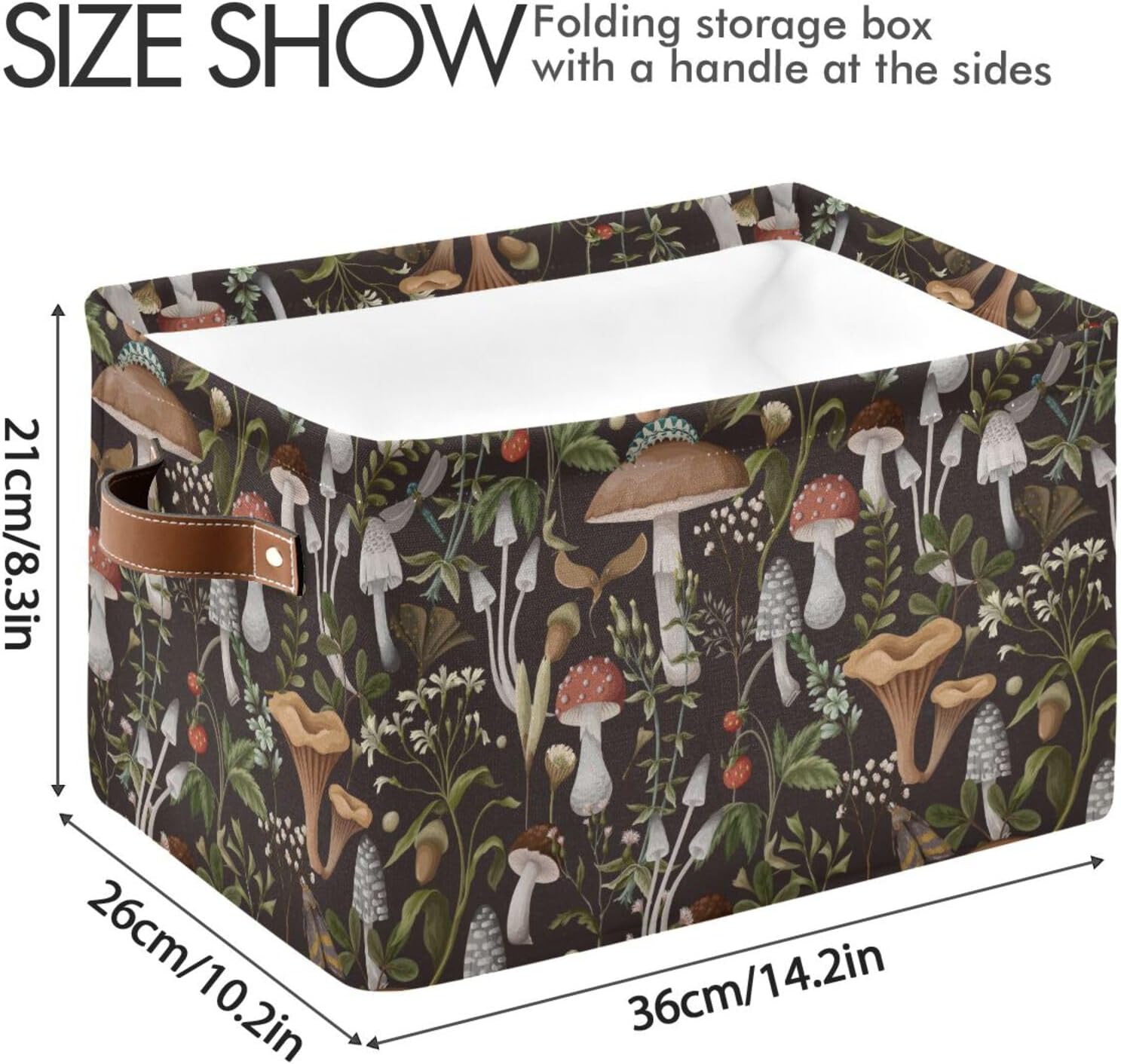 Emelivor Mushrooms Storage Basket Bins Foldable Decorative Storage Box Laundry Hamper Baskte Storage for Office Bedroom Clothes Bedroom Living Room,1 pcs