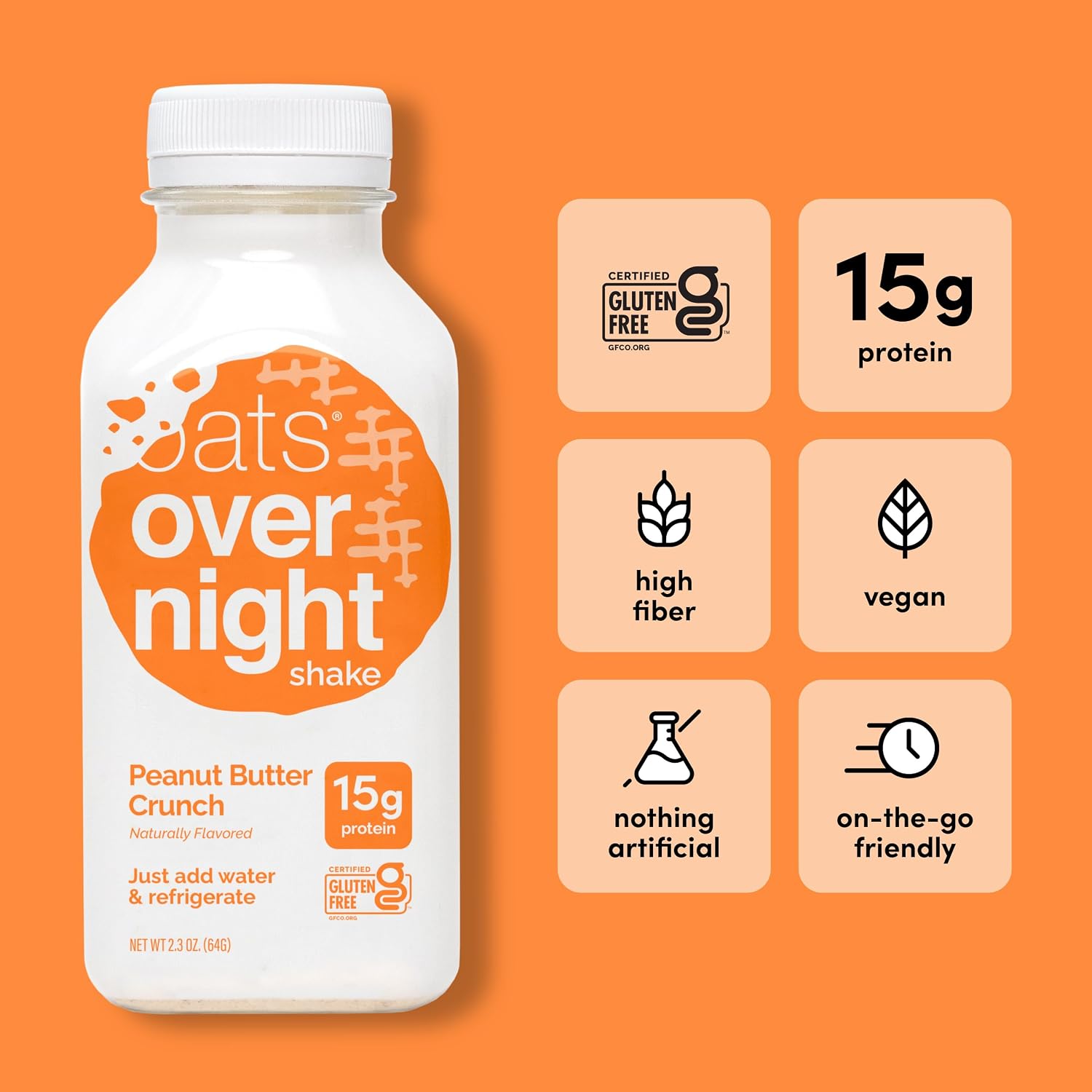 Oats Overnight Peanut Butter Crunch – Protein Oatmeal Shake, 2.2 oz, 10 Ct image 5