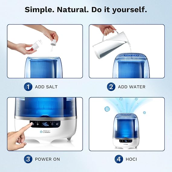 Air Purifier and Humidifier Combo, Air Purifier for Home Bedroom, Hypochlorous Acid Eliminates Bacteria Viruses Mold, Odor Eliminator Smoke Pets Mildew for Large Room (Aaira + Humidifier, Grey)