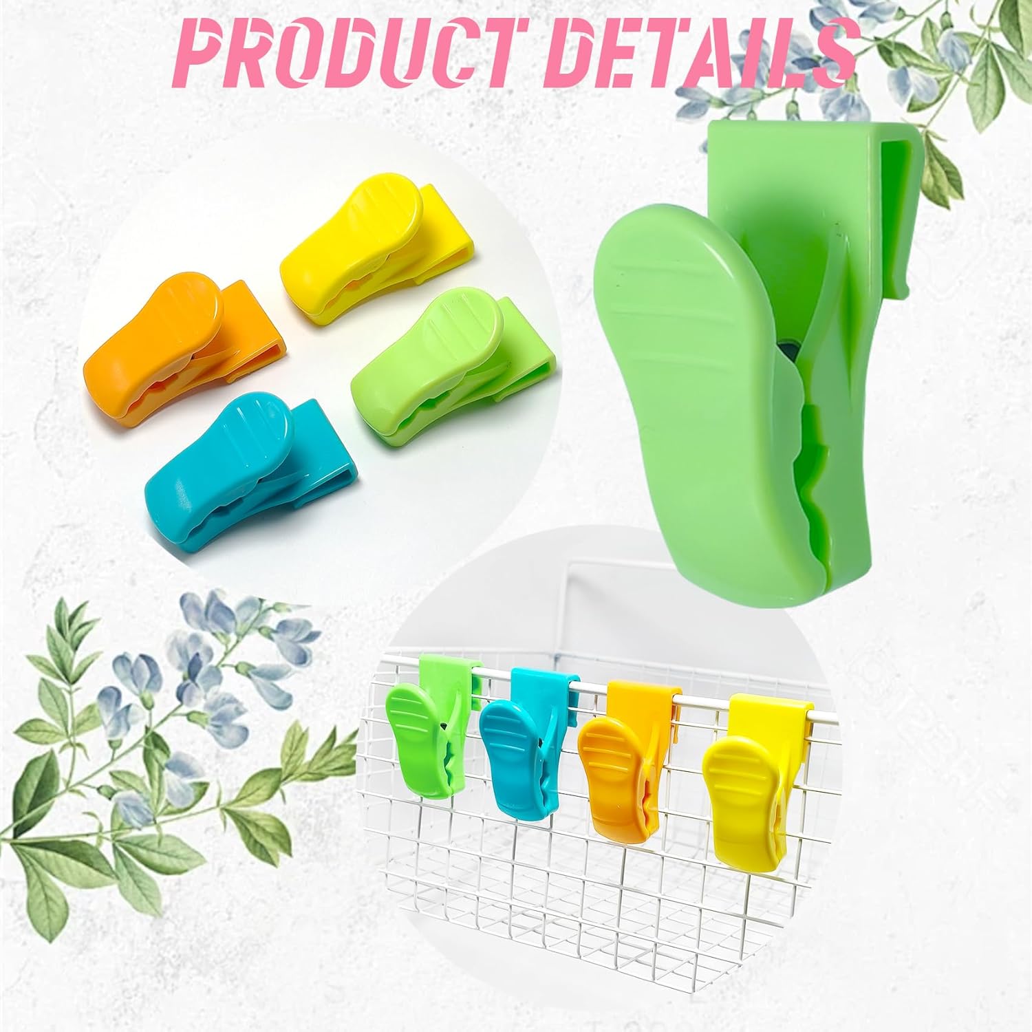 16Pcs Grid Wall Clips, Wire Grid Panel Hooks for Retail & Home, Small Plate Hangers, Drywall Clips, Gridwall Accessories (Colorful)