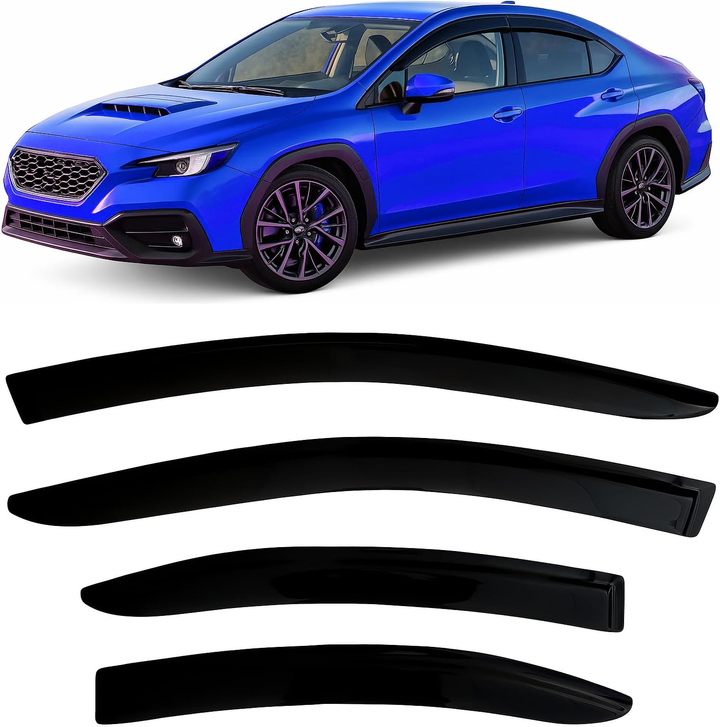 2022-2025 Tape-On Side Window Visor Deflectors for Subaru WRX Smoke Tinted Rain Guards Premium Limited GT 2023 2024