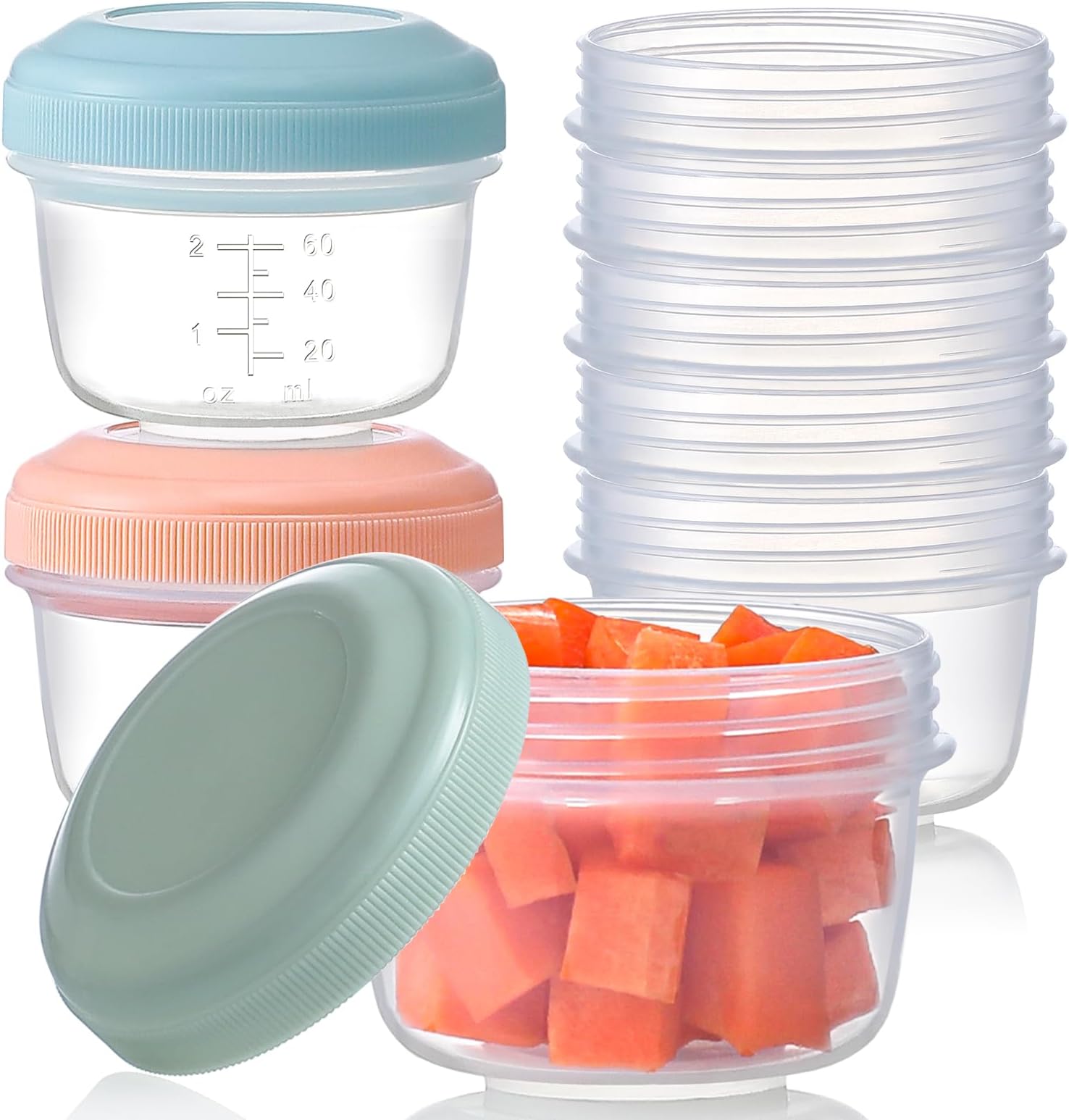 8 Pack Reusable Plastic Containers with Lids - 4 oz Small Deli Containers for Snack, Puree, Dressing & Freezer Use - Dishwasher Safe, BPA Free