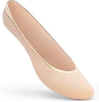 4 Paia Salvapiedi Danza - Calzini Antiscivolo In Cotone Per Donna, Nero E Beige - Foto 2