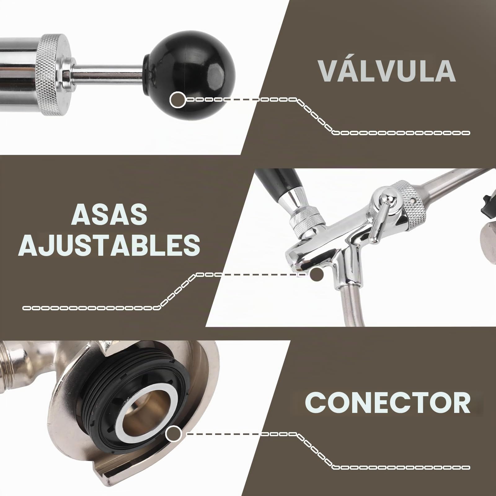 Bomba de cerveza de 4 pulgadas, grifo de cerveza de acero inoxidable, kit de grifo con bomba de aire y distribuidor, grifo de pistón para conexiones de barril, bomba de barril, perfecto para picnics y