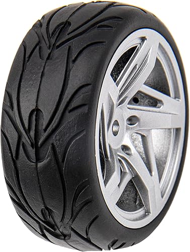 Miniatura 6 de Llantas hexagonales de 5 radios de 0.472 in y neumáticos de goma compatibles con HSP Tamiya HPI Kyosho 1/10 On-Road Touring Car, WLtoys 1/14 144001