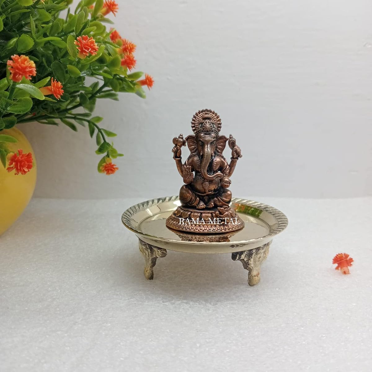 RAMA METAL Copper Ganesh Idol | Ganesha Statue | Vinayagar Idol | Lord Ganesha