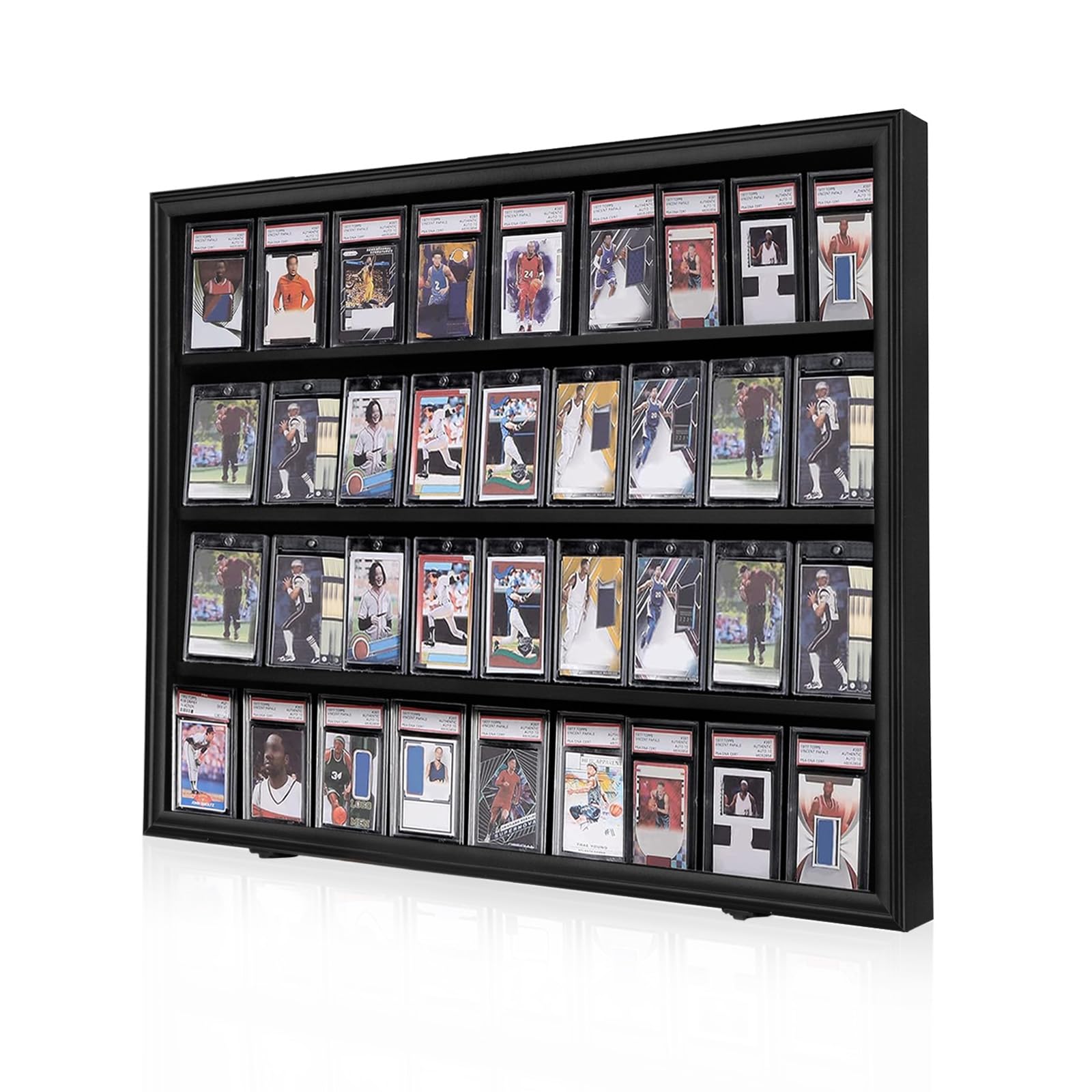 IHEIPYE 36 Graded Sports Card Display Frame - Baseball, Basketball, Football, Hockey Card Display Case - Lockable, 98% UV Protection Acrylic, Black