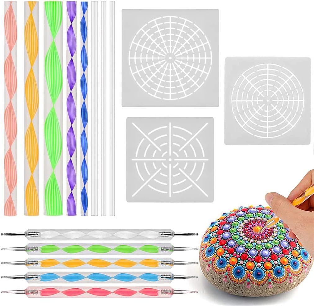 HBJWOV Rock Painting Pen Dot Dotting Tools Painting Stencils DIY Stone Embossing Starter Drawing Stylus Pens Art Kit