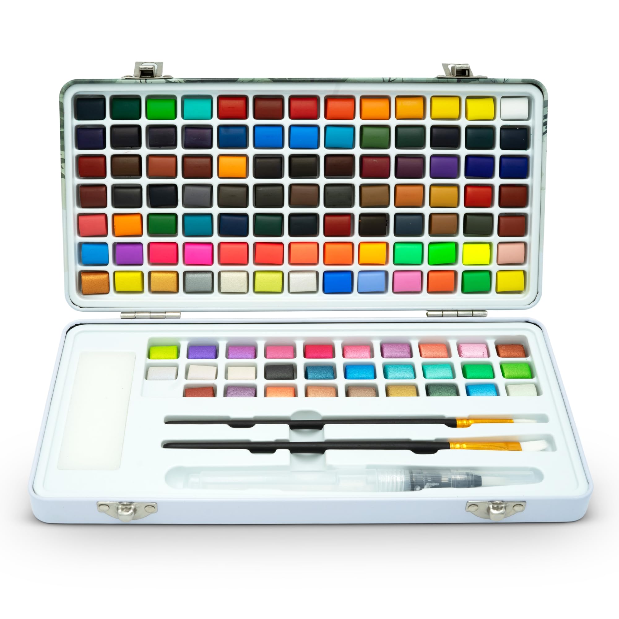 Set di colori ad acquerello, 120 colori in scatola con pennello e carta, set di pittura ad acquerello di alta qualità per artisti, confezione regalo con colori metallizzati e fluorescenti