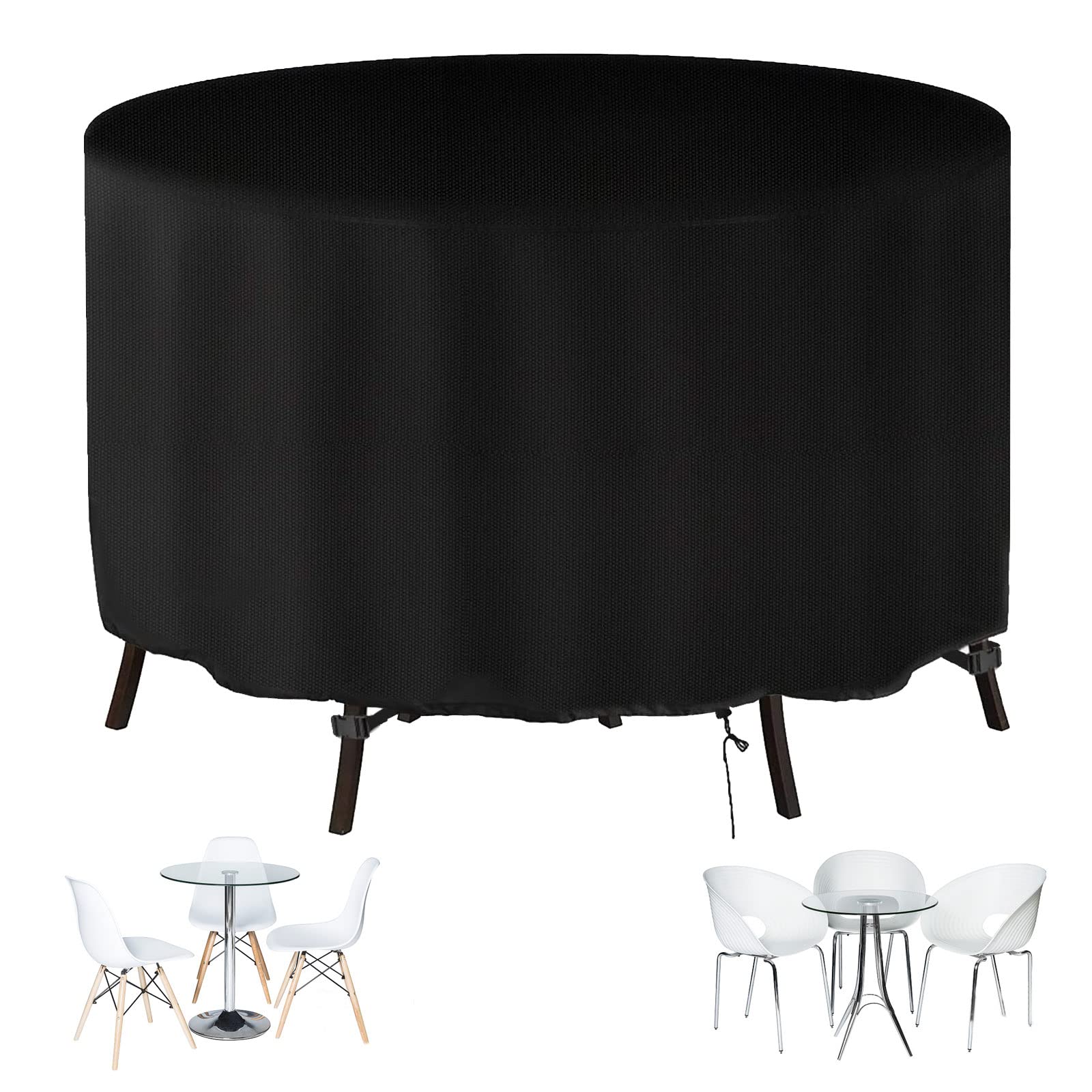 Housse Salon De Jardin Ronde 180x60cm Oxford 420D - Protection Table Extérieure Imperméable Anti-UV Coupe-Vent