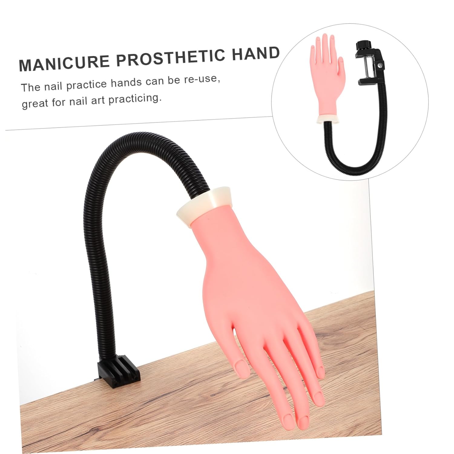 Flexible Nail Training Hand Model with Fake Nail Tips for Manicure Practice for Beginners and Salon Artists