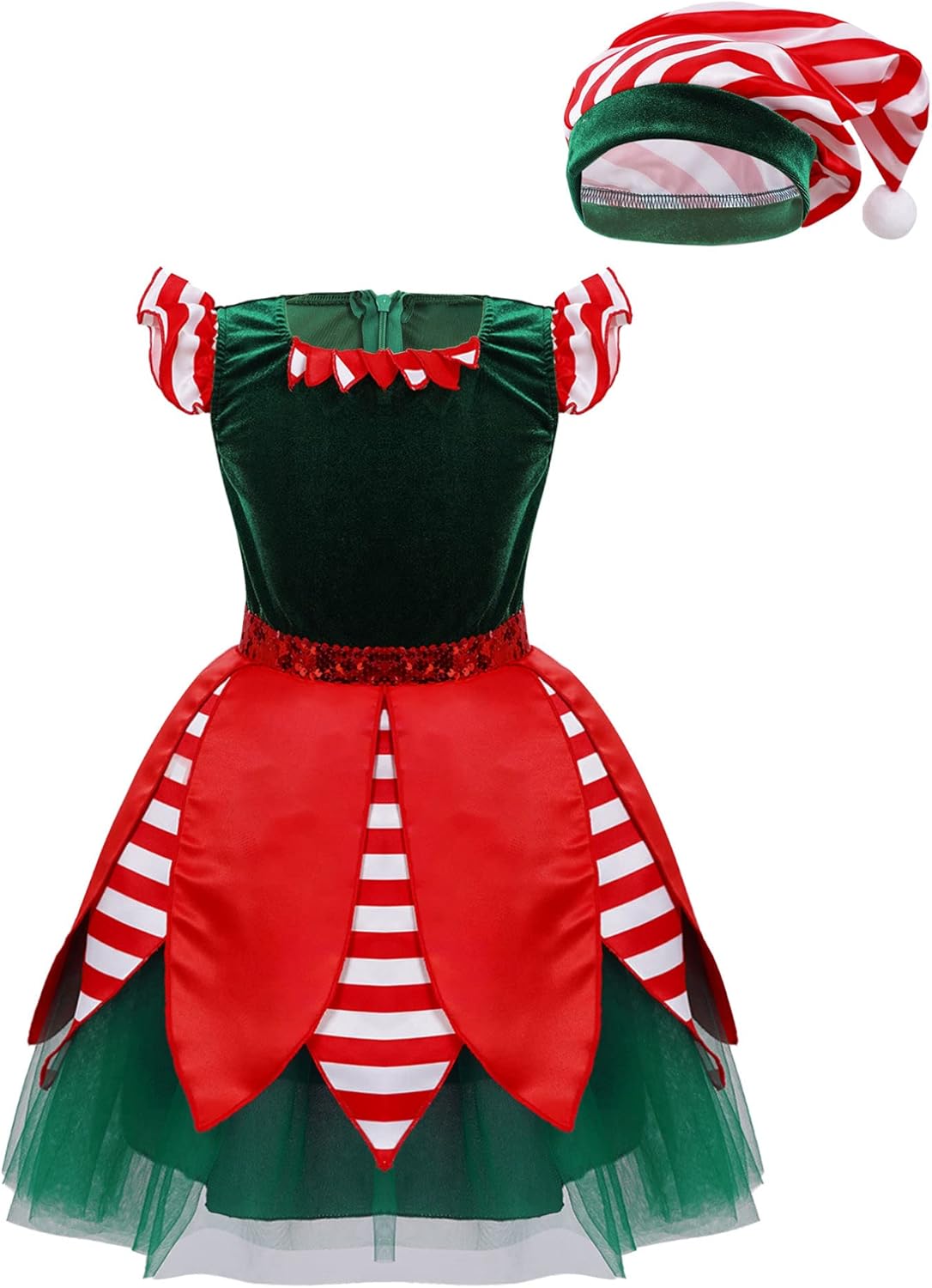 Agoky Girls Sequins Figure Ice Skating Roller Skating Ballet Dance Dress Christmas Santa Dance Costume : Clothing, Shoes & Jewelry