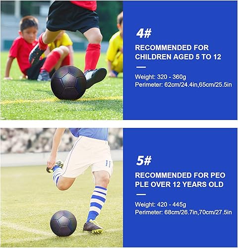 Miniatura 3 de Balón de fútbol luminoso para juegos nocturnos y entrenamiento, pelota de fútbol reflectante con aguja de aire de bolsillo de red, pelota de fútbol