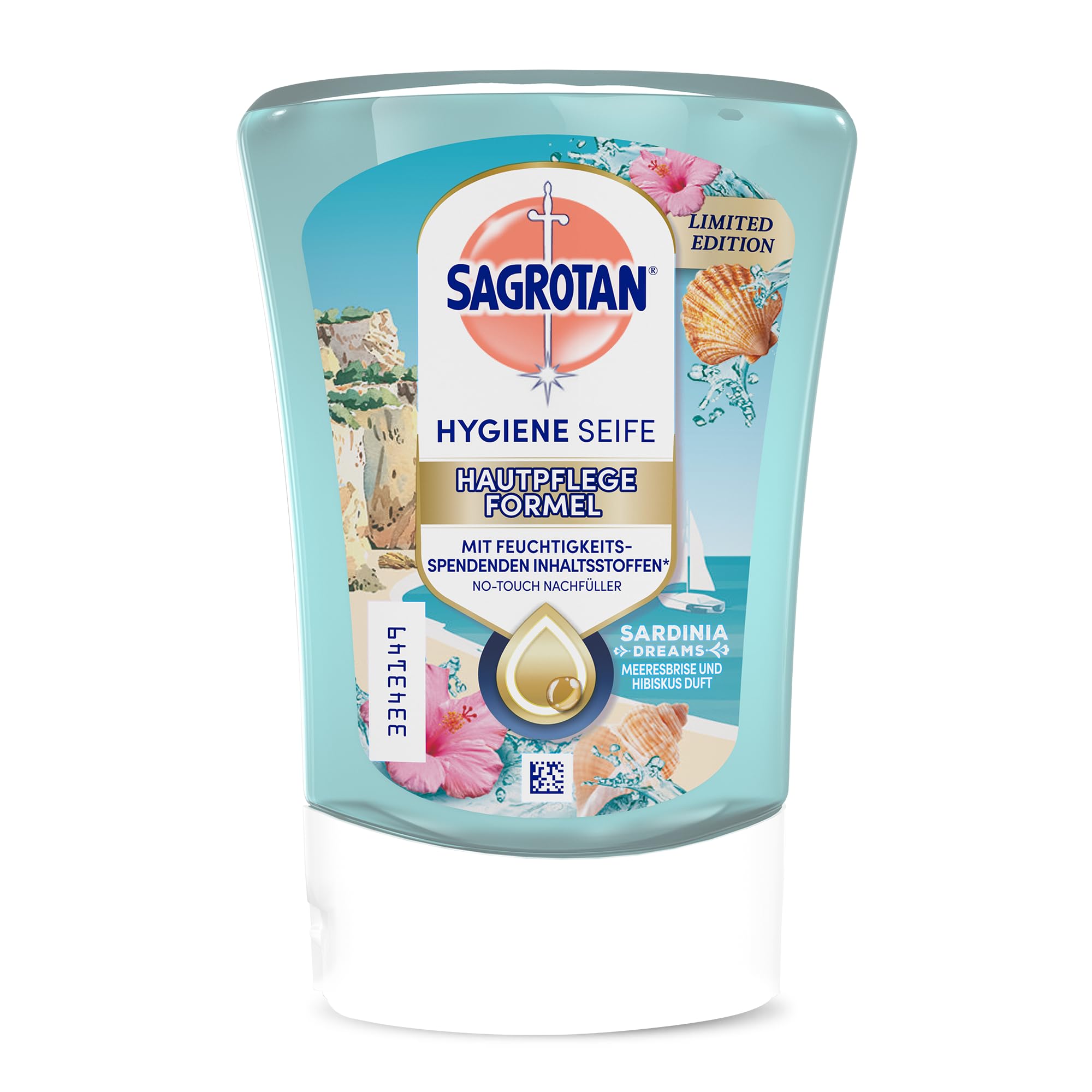 Sagrotan No-Touch Starter-Set – Automatischer Seifenspender - inkl. 3 x 250 ml Summer Limited Edition SARDINIA DREAMS