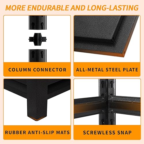 Miniatura 6 de Estantería de garaje de 72 pulgadas de alto, estantes de almacenamiento industriales de 5 niveles, estantes de metal ajustables, estantes