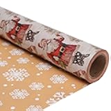 ZINTBIAL Santa Claus Reversible Christmas Wrapping Paper - Holiday Gift Wrap with Snowflake on Back - Perfect for Birthday, Xmas - 17.5 in x 33 ft (48 sq. ft)