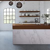 Vista 4 de practicalWs Papel tapiz de mármol granito blanco y gris, rollo de papel de 23.6" x 118" pulgadas, para renovar encimeras de cocina gabinetes