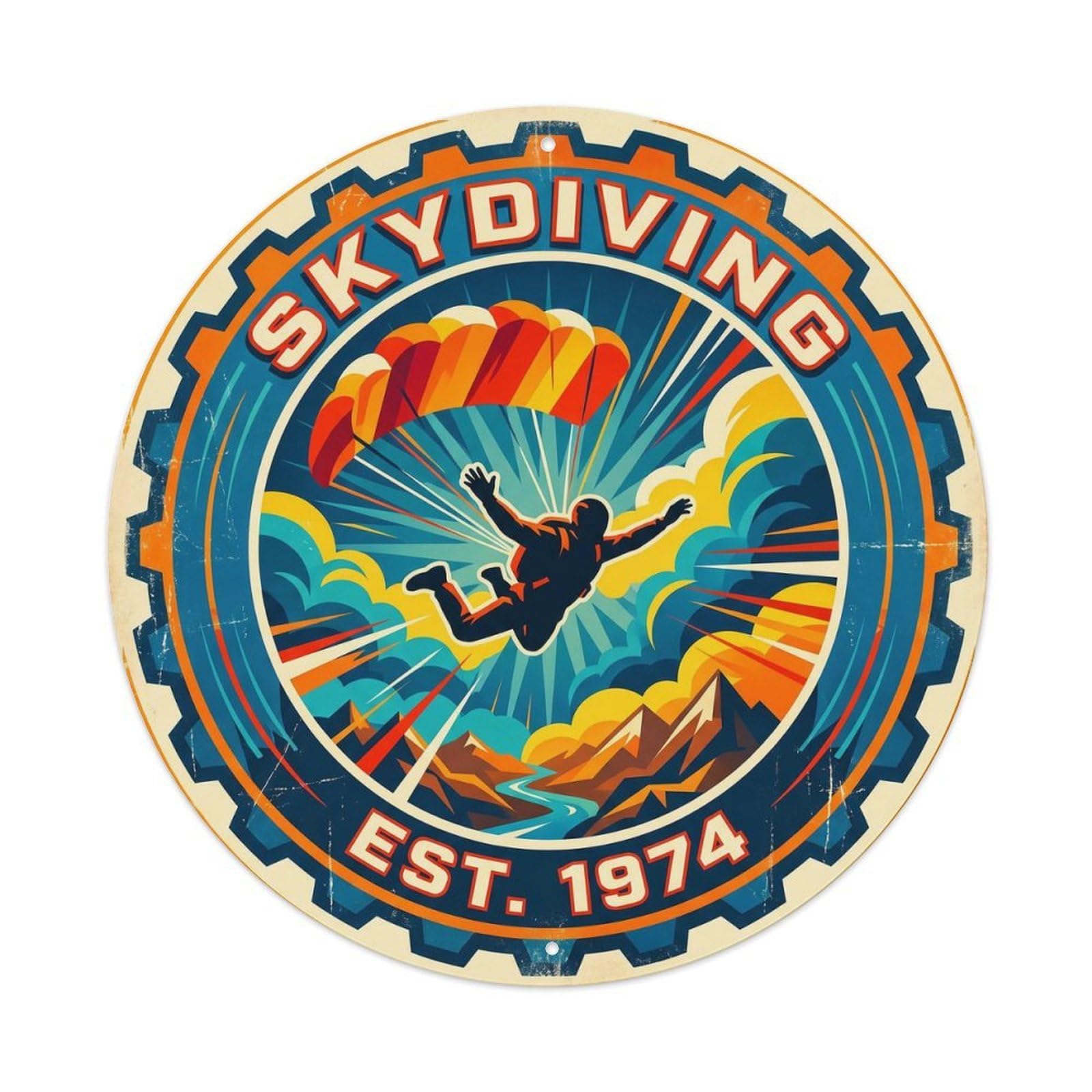 Vintage Skydiving Extreme Sports Badge Metal Tin Sign