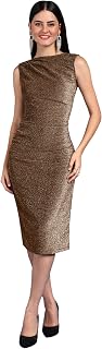 SAFFE Women's Casual Evening Shimmer Glittery Sleeveless Cowl Neck Textured Bodycon Knee Length Dresses Price In India