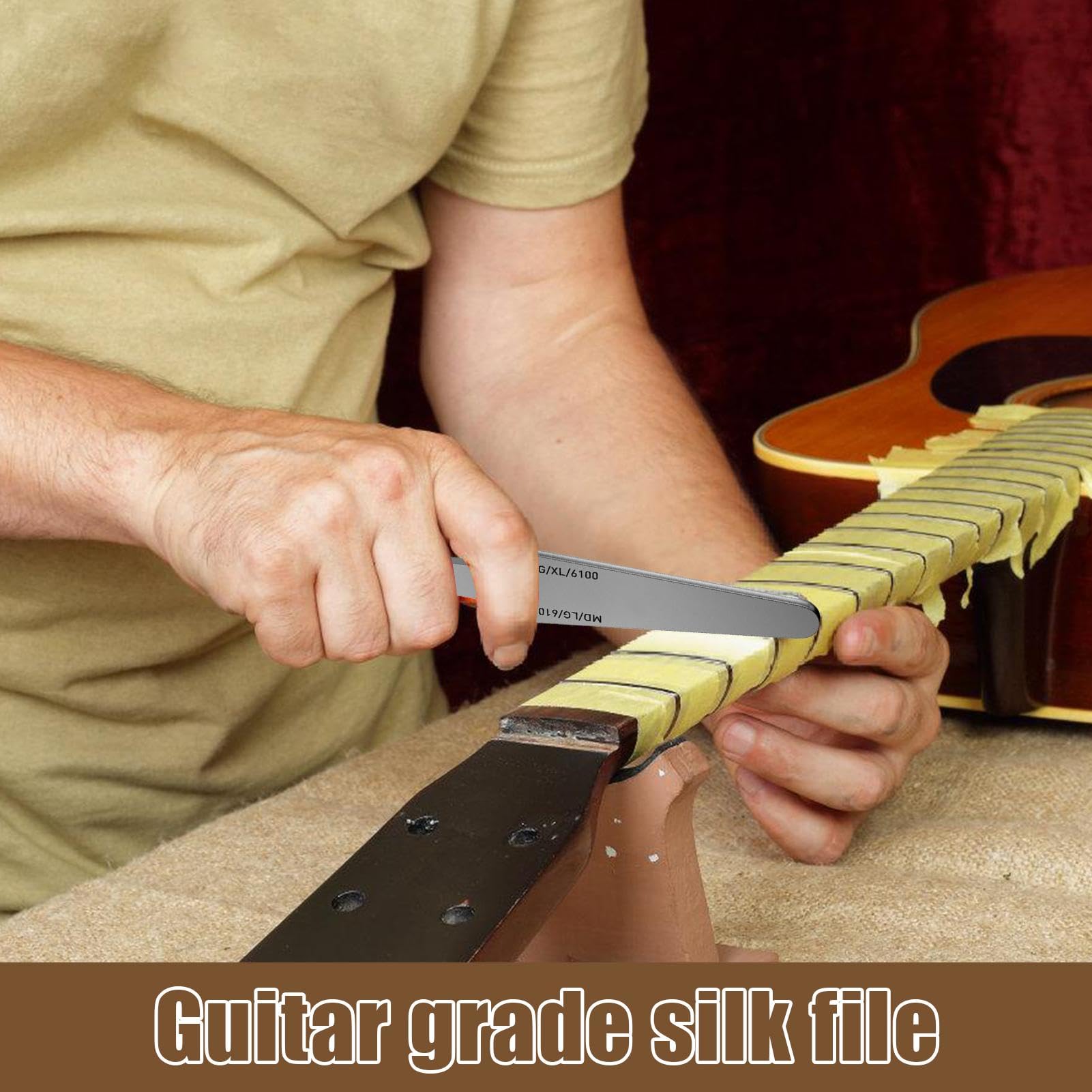 Kit Professionale Lima E Righello Per Manutenzione Tasti Chitarra - Strumento Liutaio - Foto 3