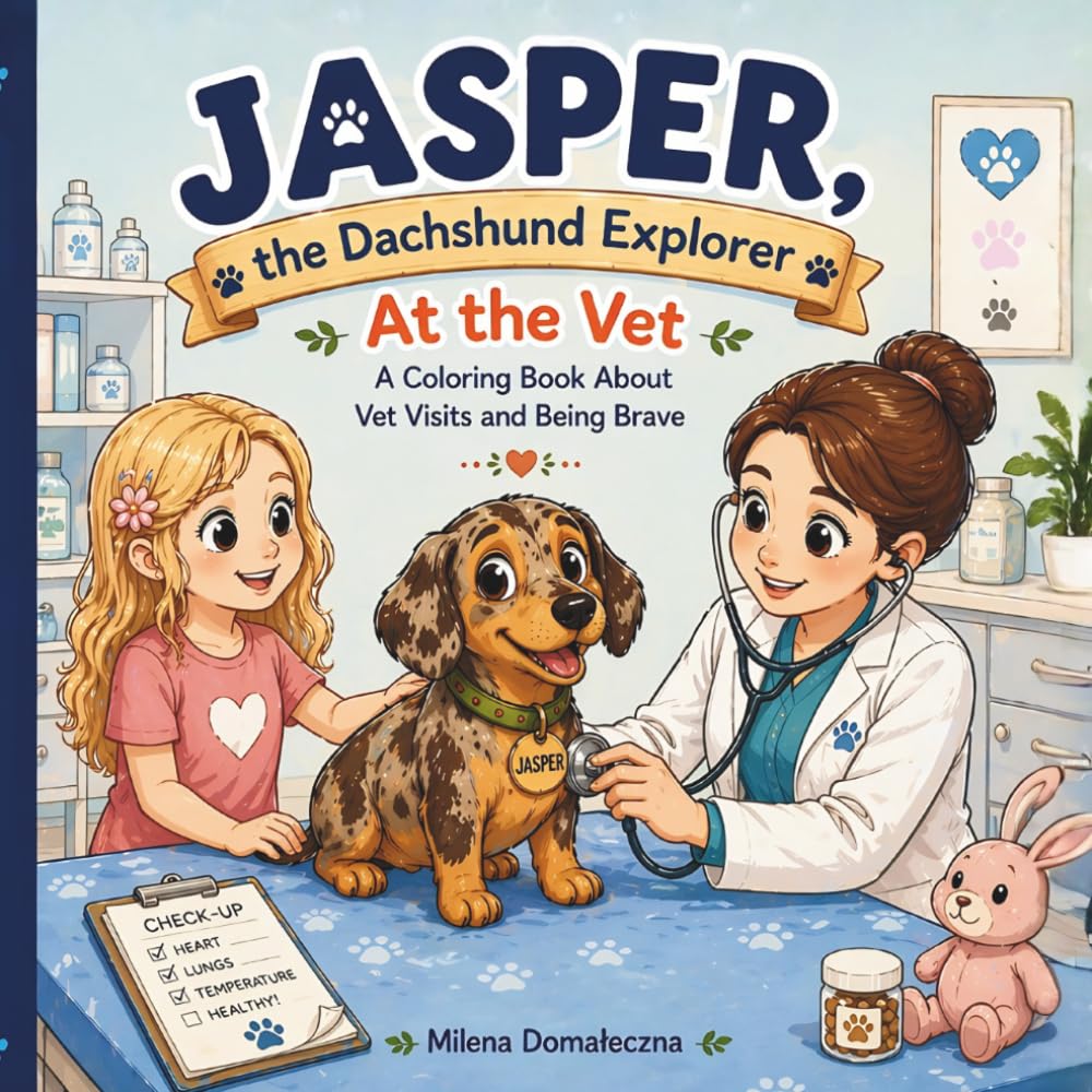 Jasper, the Dachshund Explorer: At the Vet: A Coloring Book About Vet Visits and Being Brave