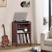 Vista 2 de LELELINKY Soporte para tocadiscos, soporte para tocadiscos de 3 niveles, armario de almacenamiento de discos de vinilo con marco de metal