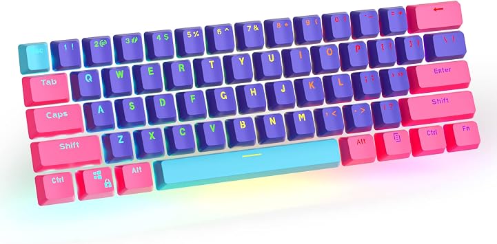 CJXSP PBT 61 Keycaps 60 Percent, Gaming Keycaps OEM Profile Backlit Keycap Set for 60 Percent Cherry MX Mechanical Keyboard ,Only keycaps Pink Peach