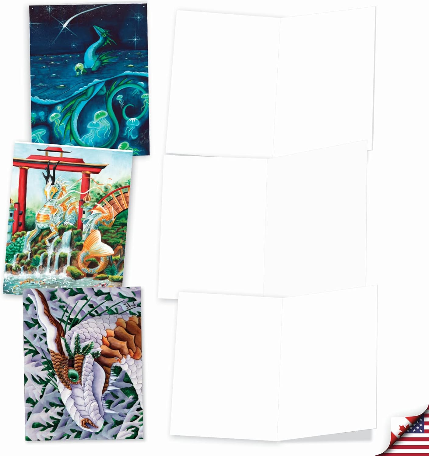 The Best Card Company - 10 Blank Note Cards (4 x 5.12 Inch) - engaging Mythical Fantasy Cards, Assorted Greetings Boxed - Dragon Dreams AM6293OCB-B1x10 image 4
