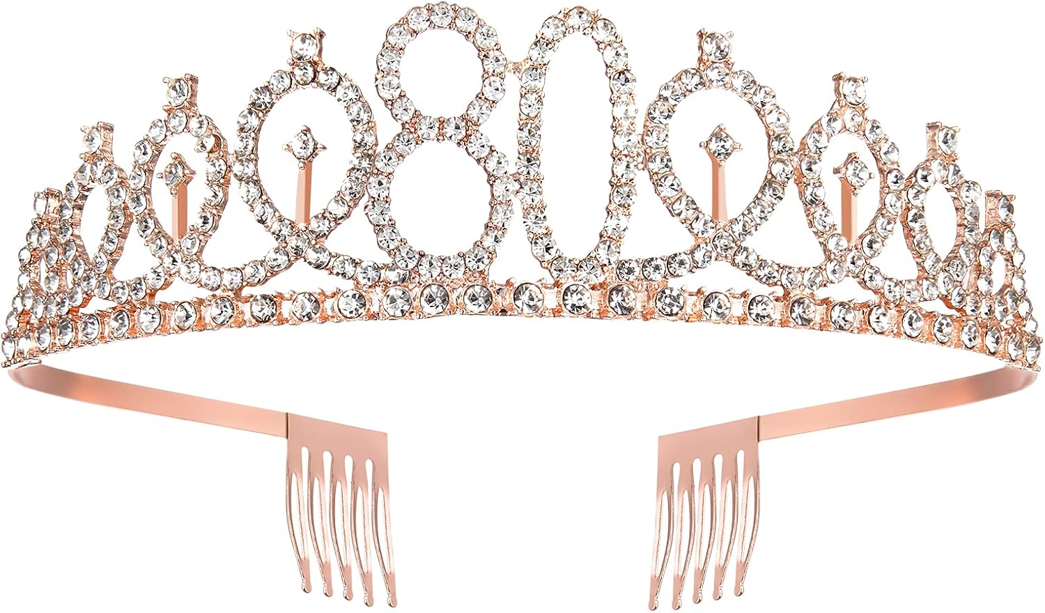 80th Birthday Sash and Tiara for Women - Rose Gold Crown & Fabulous Sash - Birthday Gifts for Party Favor Supplies - Image 4