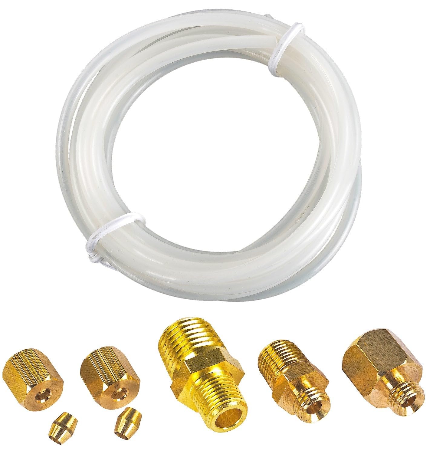 JEGS Oil Pressure Gauge | 2-1/16� Diameter | Mechanical | 0-100 PSI | Black Face | Includes 1/8� NPT & 1/4� NPT Adapter Fittings, 6 ft. Nylon Tube, & Chrome, Silver, and Black Bezels