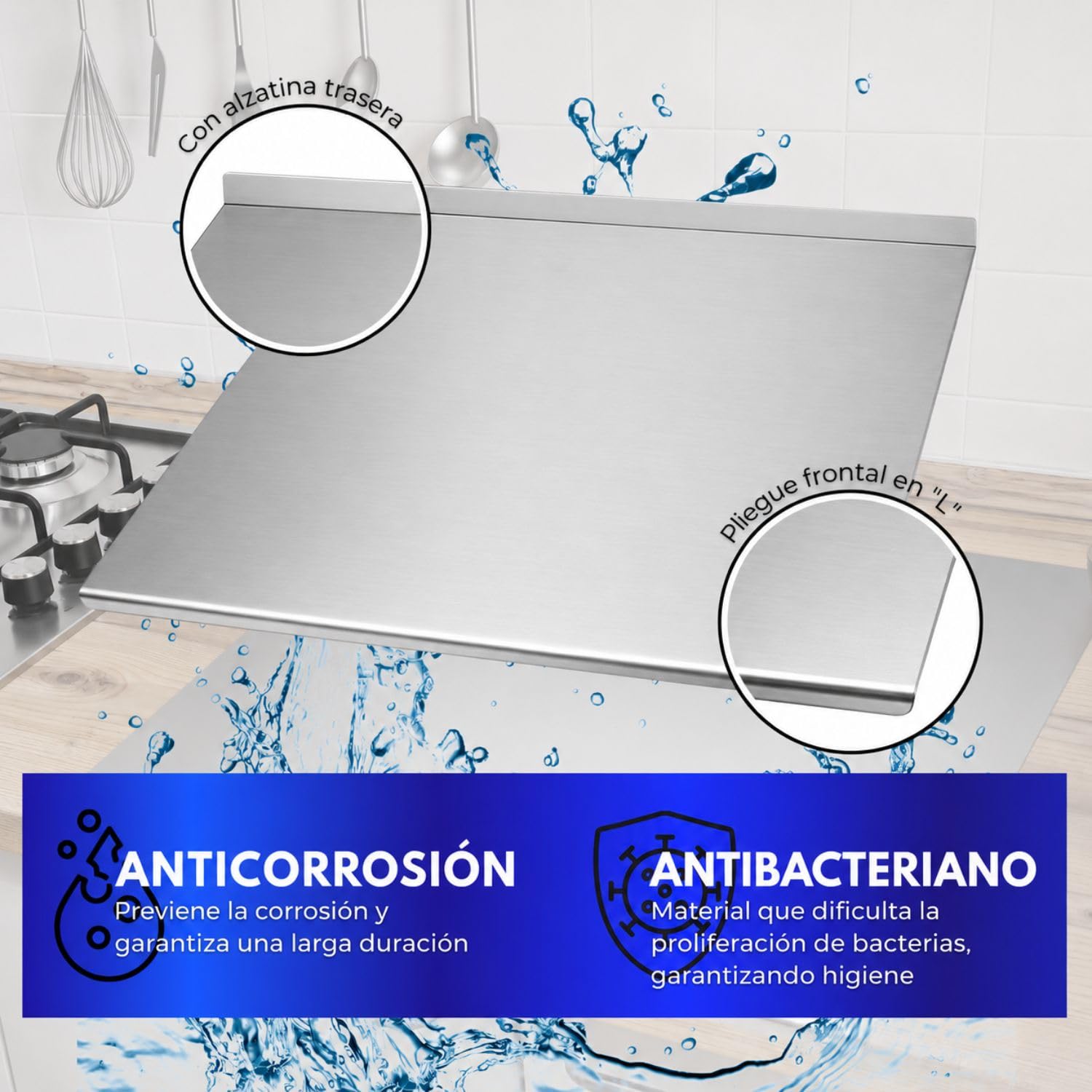 INOXLM Tabla de amasar de acero inoxidable Varios tamaños para la cocina para el bar para el restaurante para amasar (40X56 Doble 2 cm Altura 4 cm)