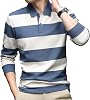 Camiseta Polo de Manga Larga con Cuello a Rayas para Hombre, Mezcla de Algodón 5