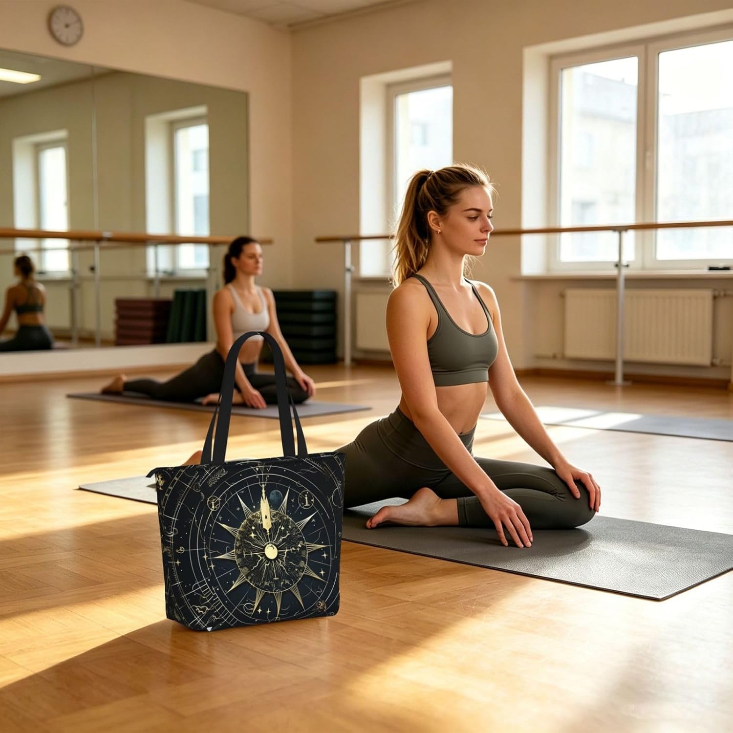 Women'S Yoga Bag With Yoga Mat Carrier Large Shoulder Bag Comic Style Flag Carryall Tote For Travel Office Beach Gym image 2