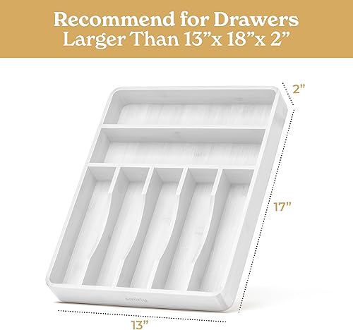 Miniatura 9 de SMIRLY Organizador de cubiertos de bambú para cajón, organizador de cajones de cocina, organizador de utensilios de cocina para cajones de cocina,