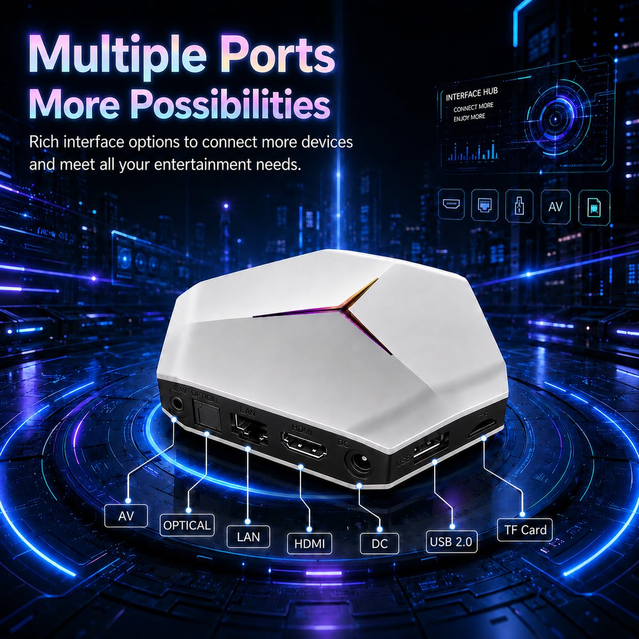 Boîtier TV Android 4Go 64Go 4K UHD WiFi 6 Quad-Core Lecteur à Quatre cœurs