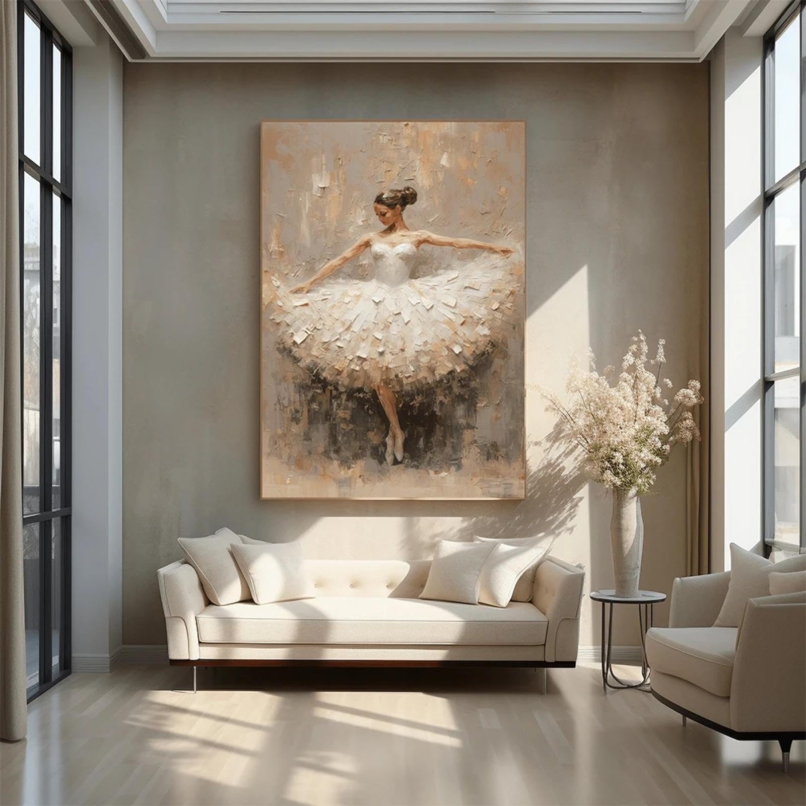 ZHUOYA Quadro Ballerina, Stampa su Tela, Grande Quadro Estetico Moderno, Quadro da Parete Ballerina per la Decorazione del Soggiorno, 70x110cm, Cornice Interna