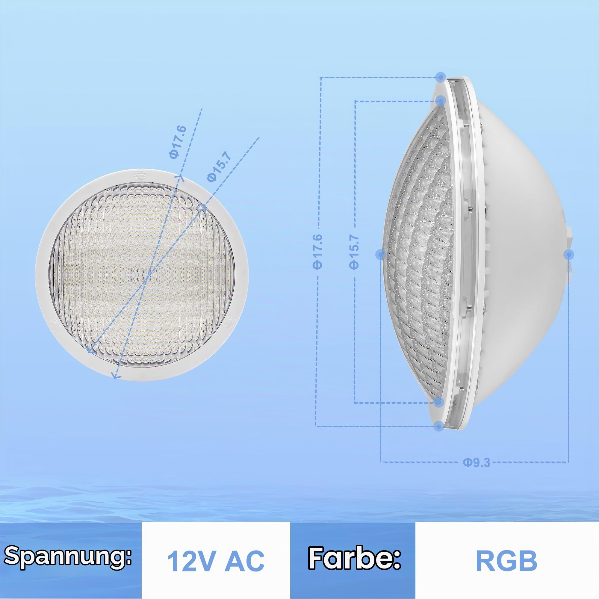PAR56 LED Poolbeleuchtung, 20W Poolscheinwerfer RGB Dimmbar Farbwechsel 800lm, 12V AC Schwimmbadbeleuchtung mit Fernbedienung, 2/4/6H Timer, für Folien Fertig und Betonbecken, 2er-Pack