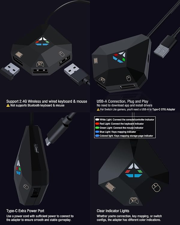 Joso Keyboard and Mouse Adapter for Nintendo Switch, Switch Keyboard Adapter for Playing Fortnite, Apex, FPS, RTS, Plug and Play Mouse Converter for Xbox One/PS4 Support Custom Key Mapping by Joso - Used condition - Image 6