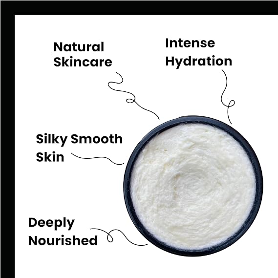 Vanilla Whipped Body Butter | All Natural Intense Moisturiser | Vitamin E, Shea & Cocoa Butter for All Skin Types, Glass Jar (180ml, Vanilla)
